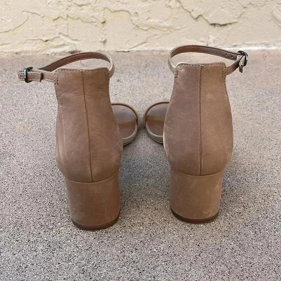 Steve Madden Irenee Block Leather Heels Sandals Ankle Strap Open Toe Neutral 8 - Picture 4 of 9